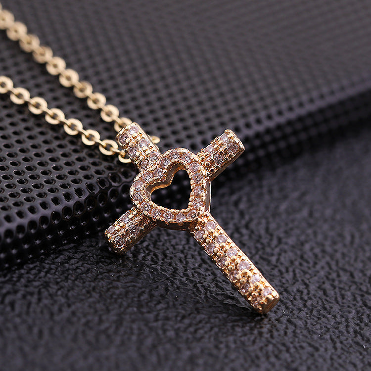 ✨Vintage punk cross necklace with cubic zirconia✨