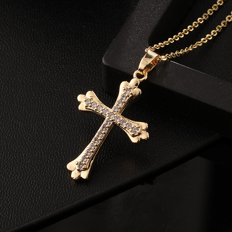 ✨Vintage punk cross necklace with cubic zirconia✨