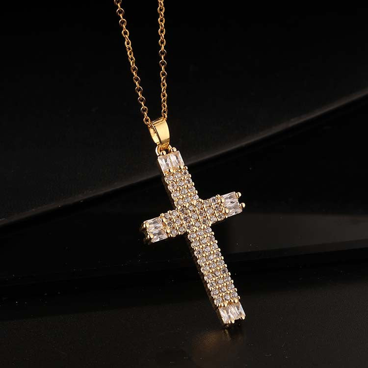✨Vintage punk cross necklace with cubic zirconia✨