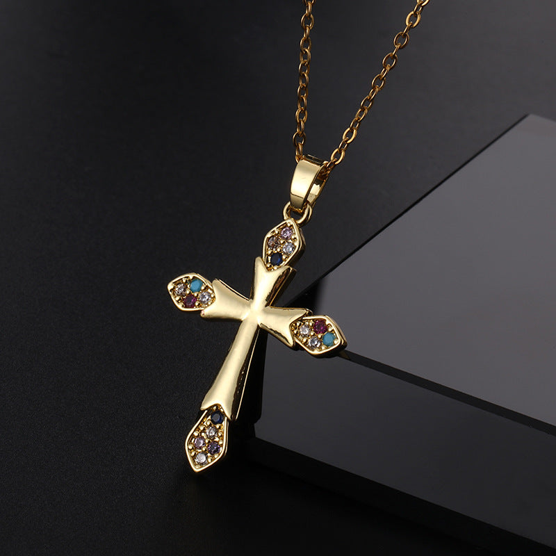 ✨Vintage punk cross necklace with cubic zirconia✨