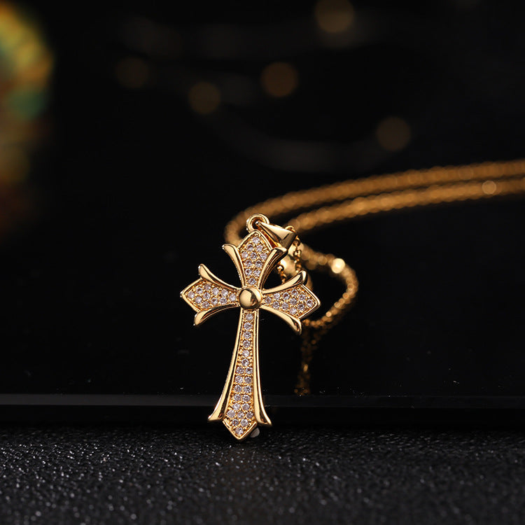 ✨Vintage punk cross necklace with cubic zirconia✨