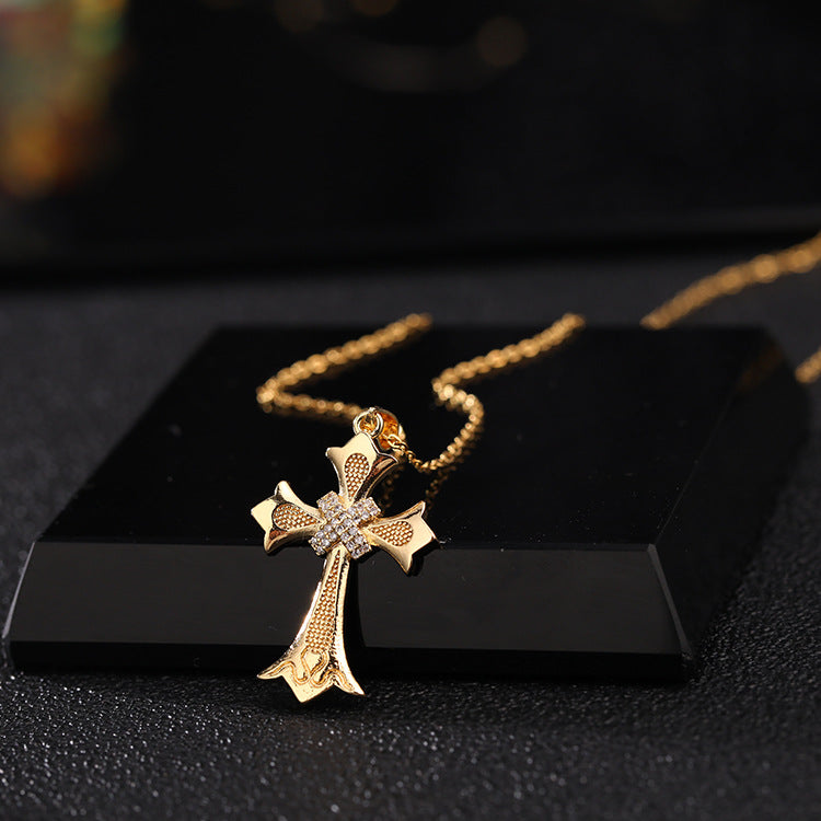 ✨Vintage punk cross necklace with cubic zirconia✨