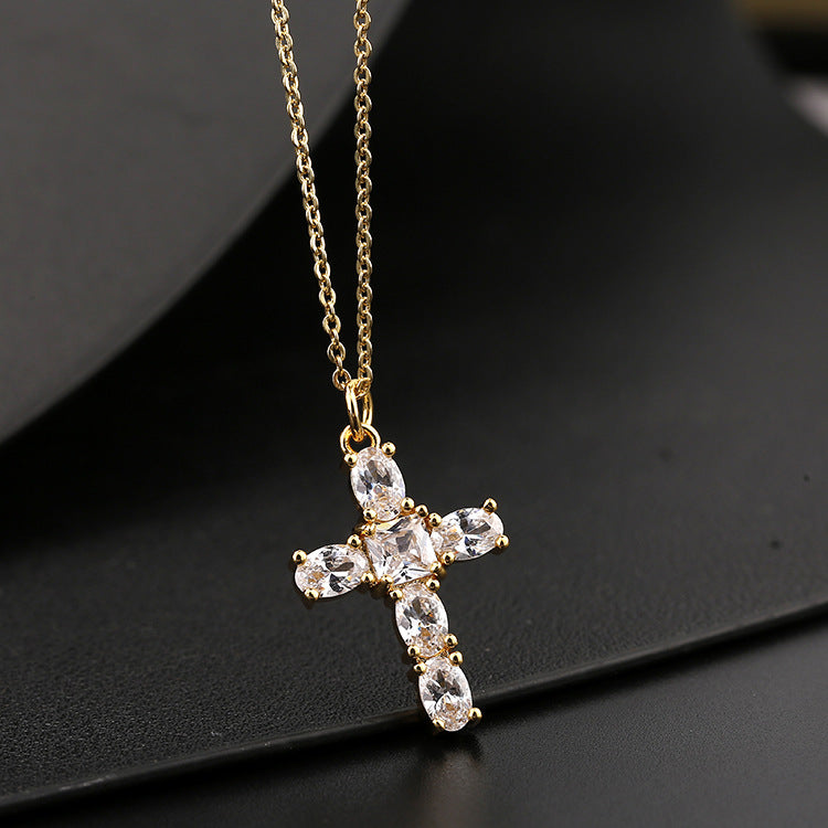✨Vintage punk cross necklace with cubic zirconia✨