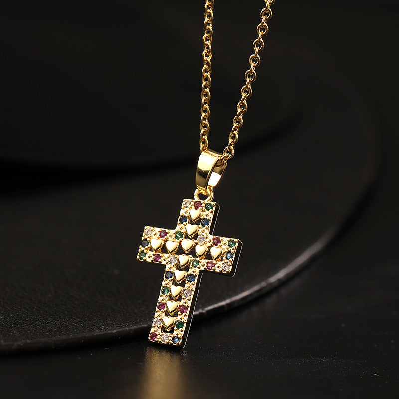 ✨Vintage punk cross necklace with cubic zirconia✨