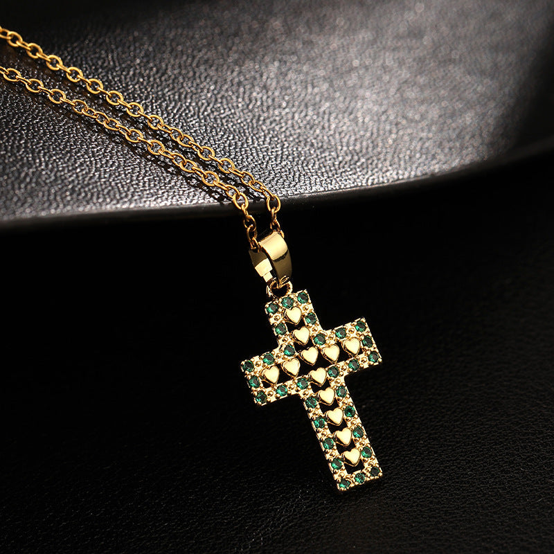 ✨Vintage punk cross necklace with cubic zirconia✨