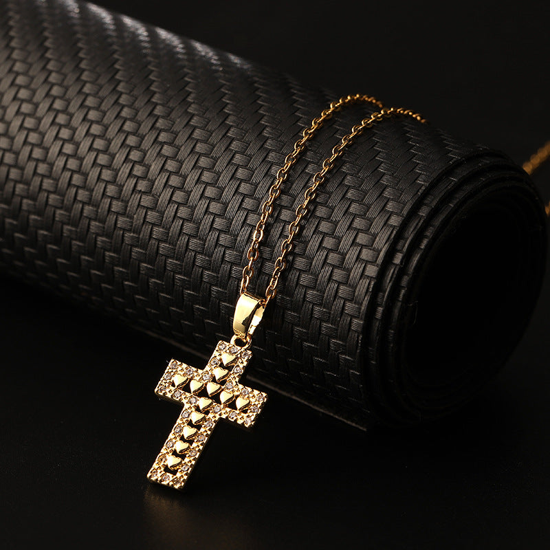✨Vintage punk cross necklace with cubic zirconia✨