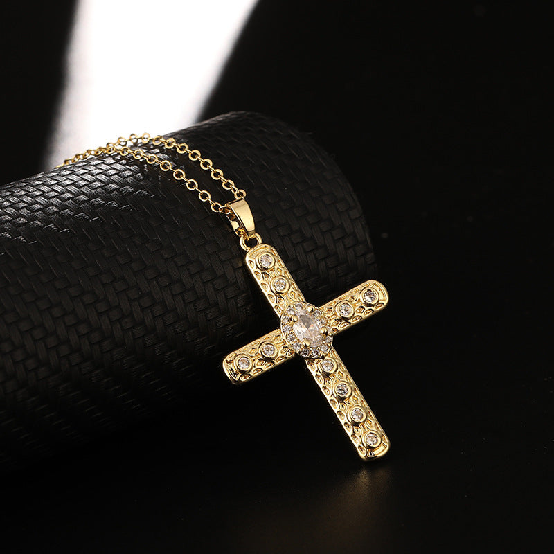 ✨Vintage punk cross necklace with cubic zirconia✨