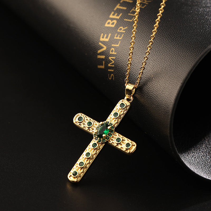 ✨Vintage punk cross necklace with cubic zirconia✨