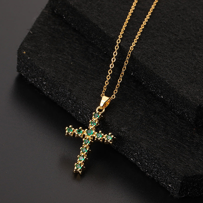 ✨Vintage punk cross necklace with cubic zirconia✨