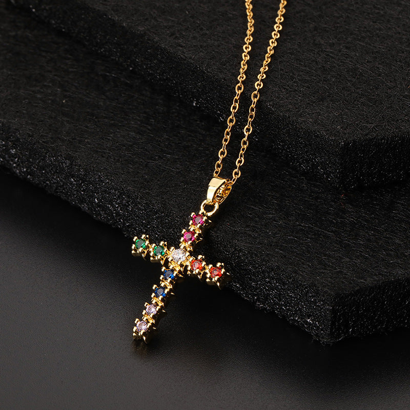 ✨Vintage punk cross necklace with cubic zirconia✨