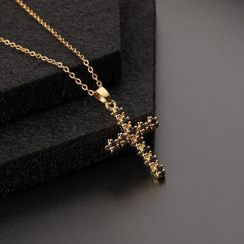 ✨Vintage punk cross necklace with cubic zirconia✨