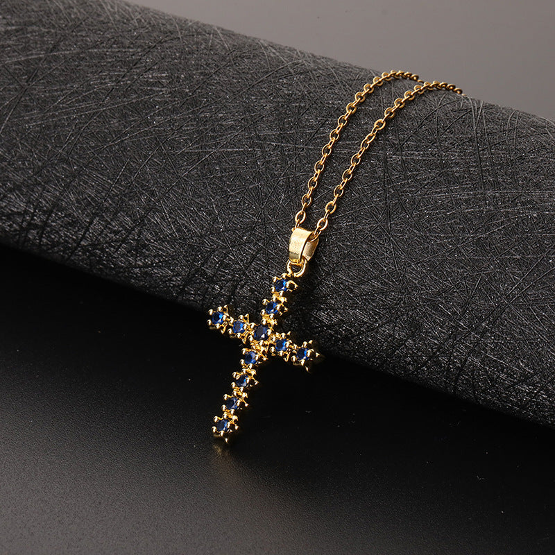 ✨Vintage punk cross necklace with cubic zirconia✨