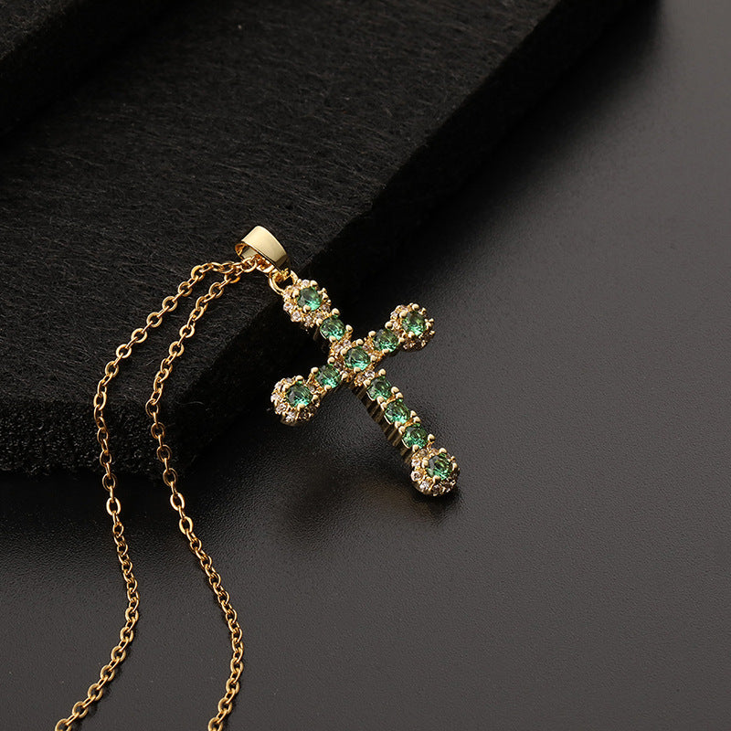 ✨Vintage punk cross necklace with cubic zirconia✨