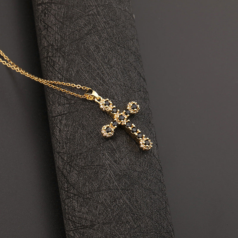 ✨Vintage punk cross necklace with cubic zirconia✨