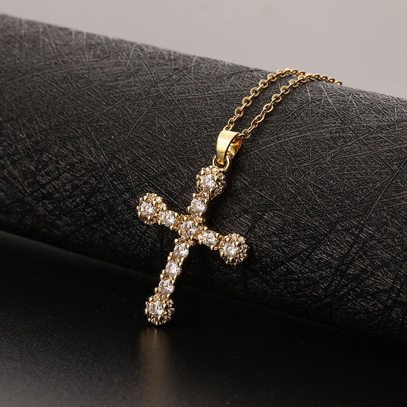 ✨Vintage punk cross necklace with cubic zirconia✨