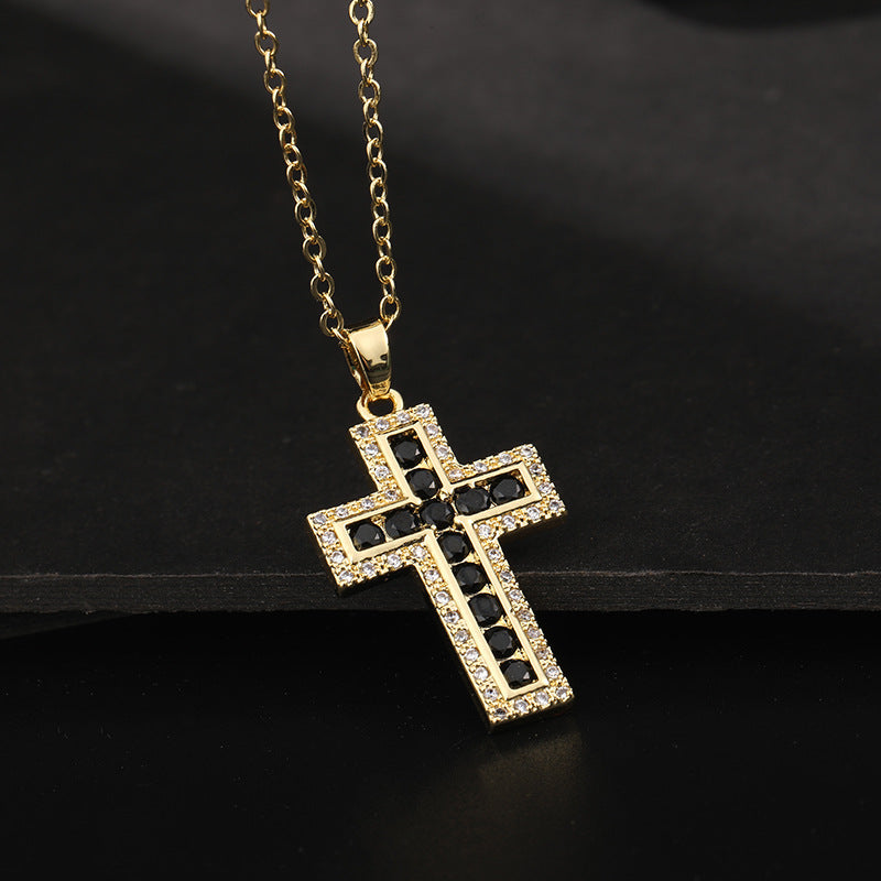 ✨Vintage punk cross necklace with cubic zirconia✨