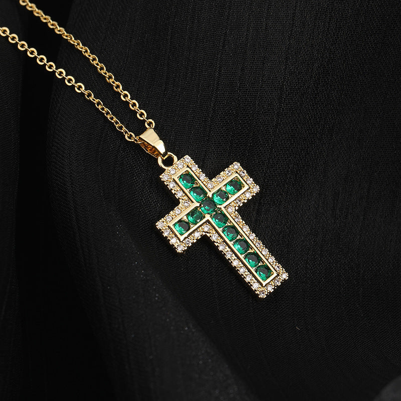 ✨Vintage punk cross necklace with cubic zirconia✨