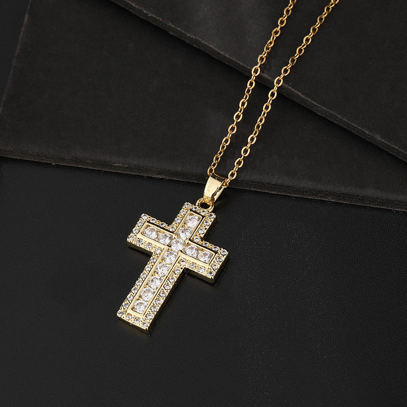 ✨Vintage punk cross necklace with cubic zirconia✨