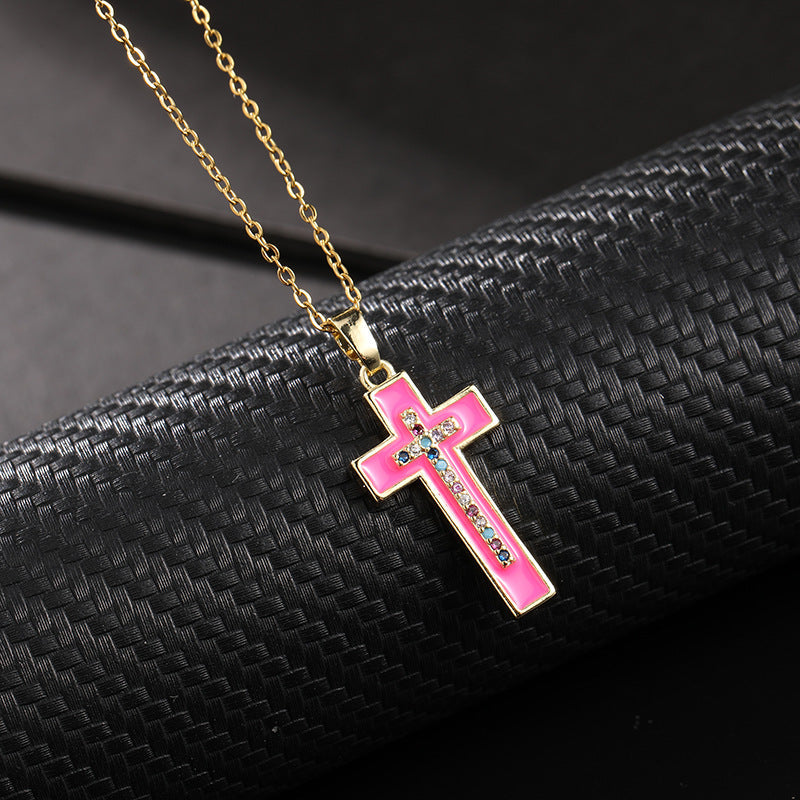 ✨Vintage punk cross necklace with cubic zirconia✨
