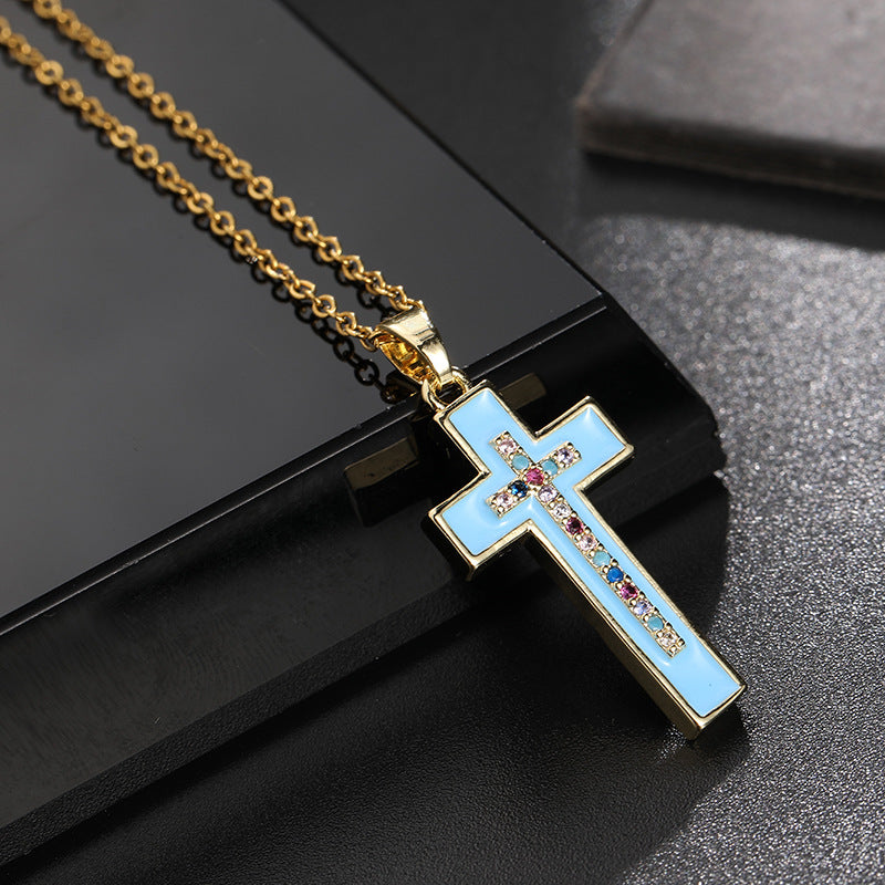 ✨Vintage punk cross necklace with cubic zirconia✨