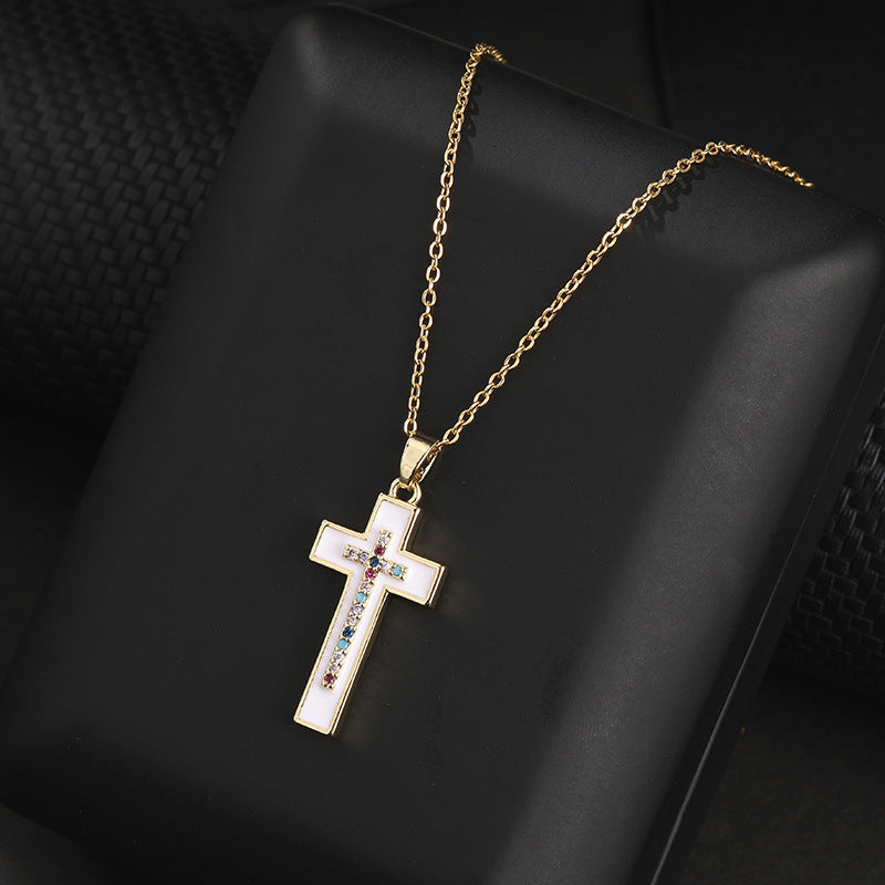 ✨Vintage punk cross necklace with cubic zirconia✨