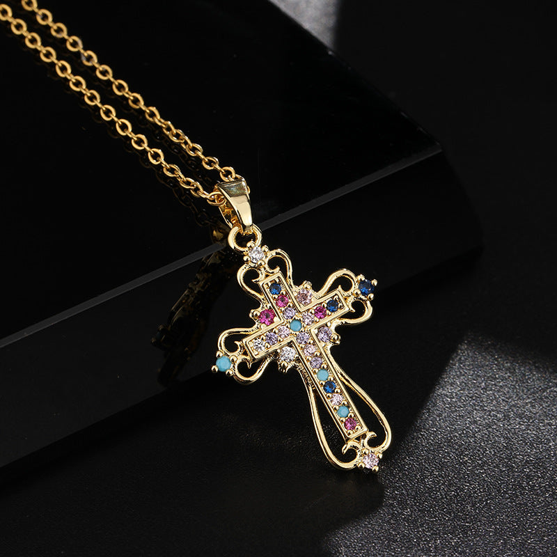 ✨Vintage punk cross necklace with cubic zirconia✨