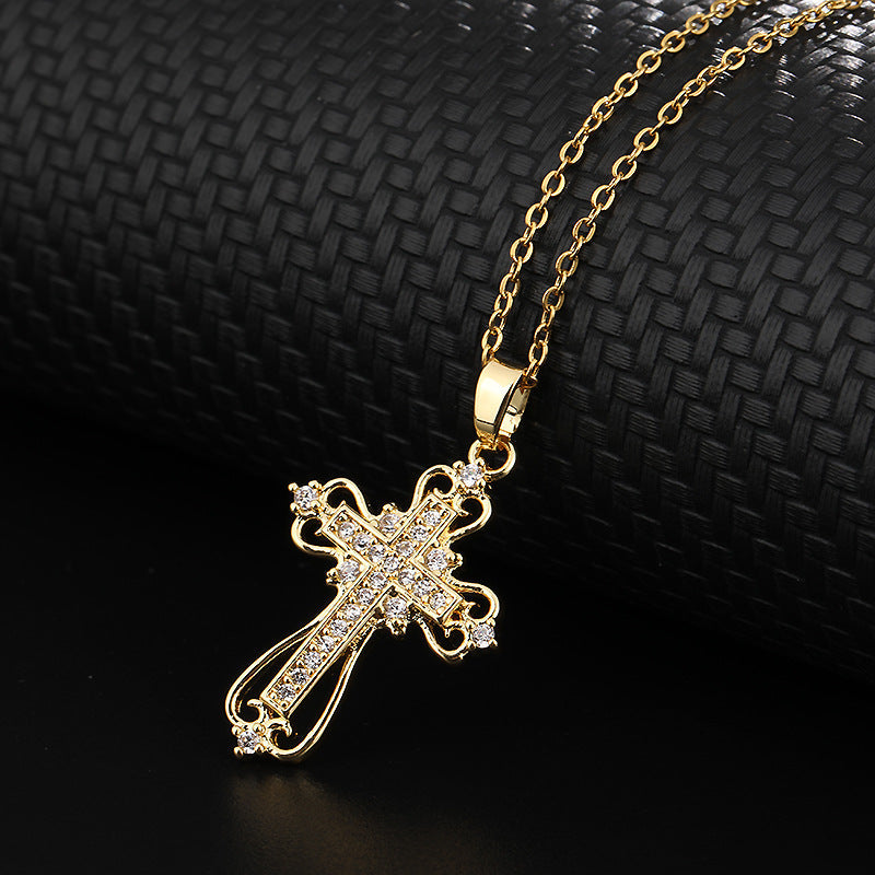 ✨Vintage punk cross necklace with cubic zirconia✨