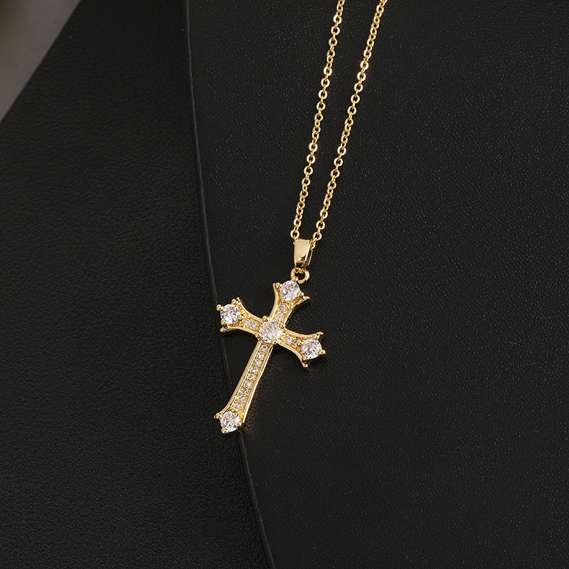 ✨Vintage punk cross necklace with cubic zirconia✨