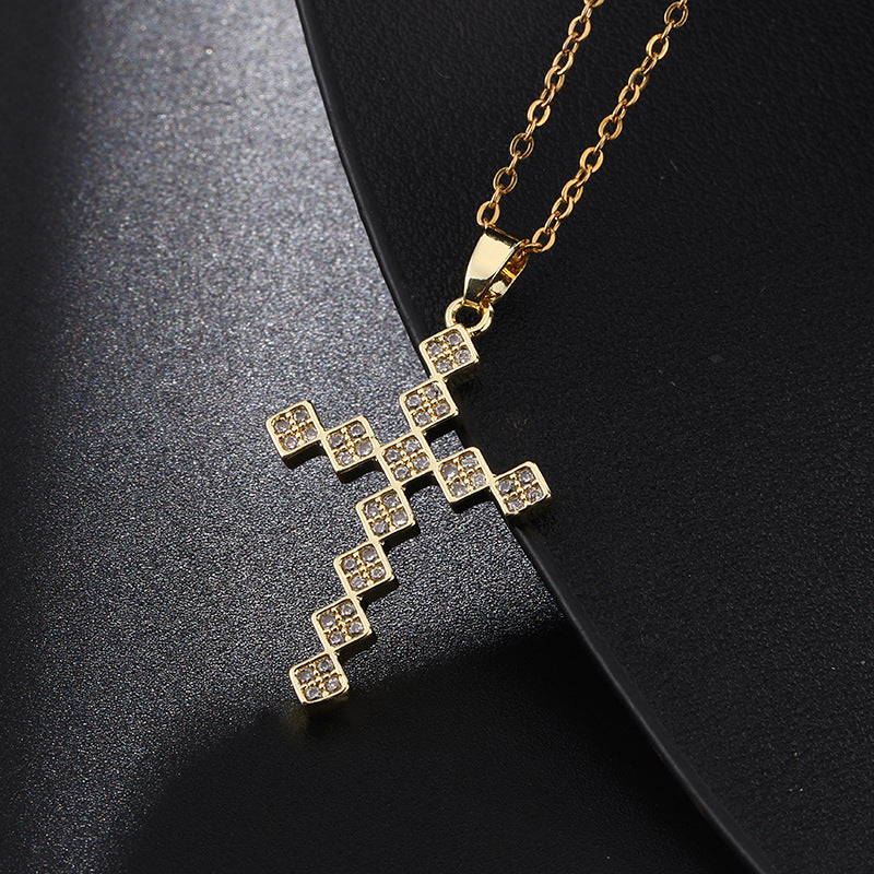 ✨Vintage punk cross necklace with cubic zirconia✨