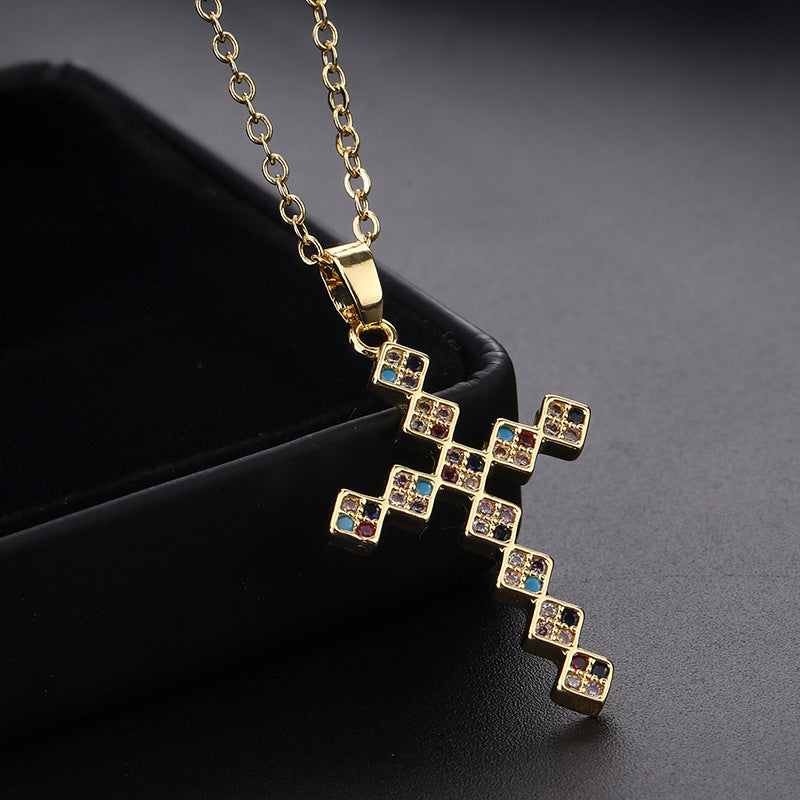 ✨Vintage punk cross necklace with cubic zirconia✨