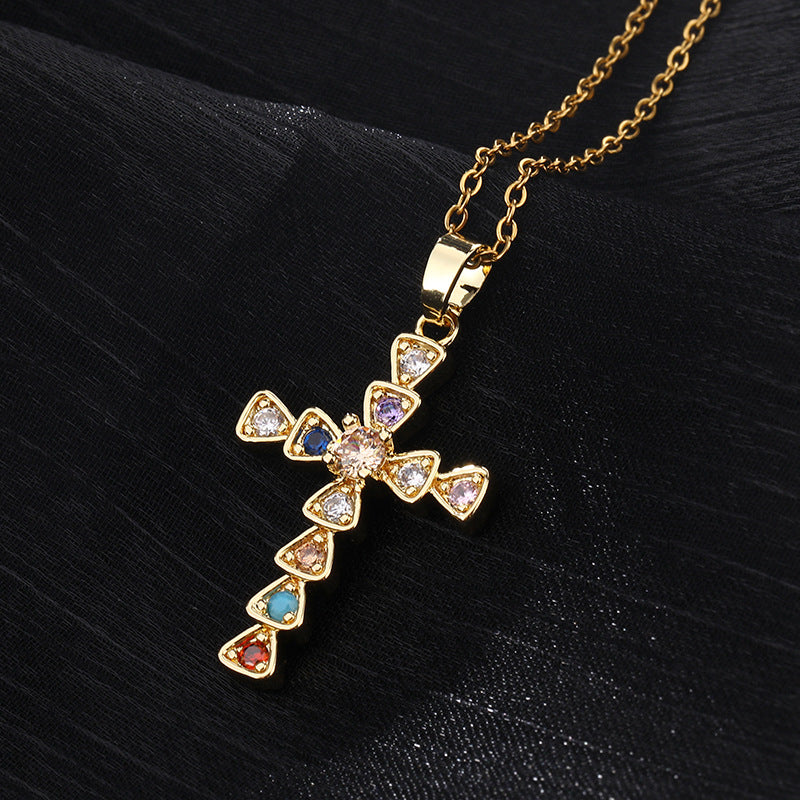 ✨Vintage punk cross necklace with cubic zirconia✨