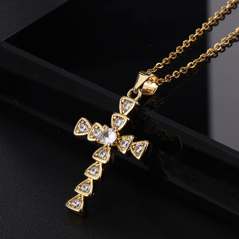 ✨Vintage punk cross necklace with cubic zirconia✨