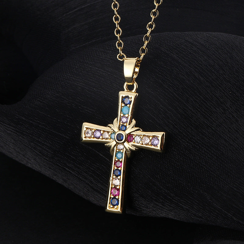 ✨Vintage punk cross necklace with cubic zirconia✨