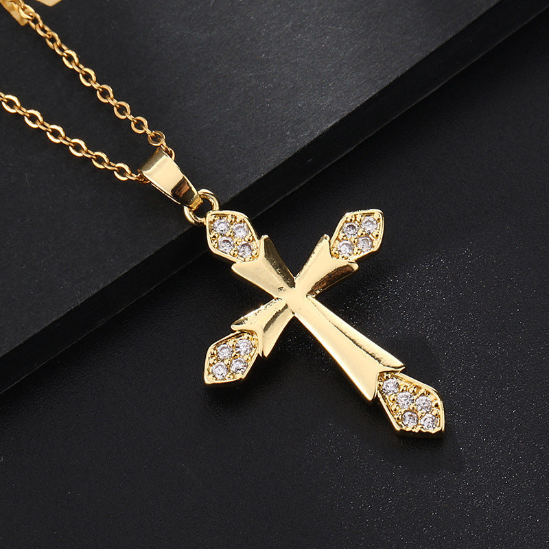 ✨Vintage punk cross necklace with cubic zirconia✨