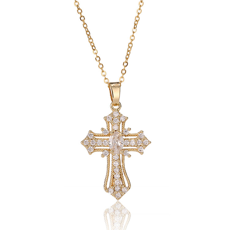 ✨Vintage punk cross necklace with cubic zirconia✨