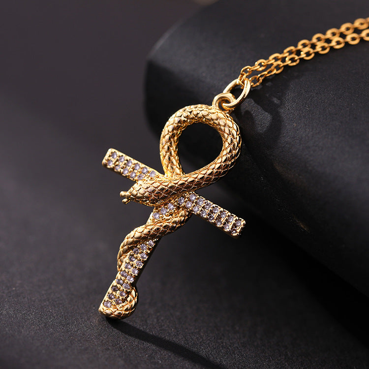 ✨Vintage punk cross necklace with cubic zirconia✨