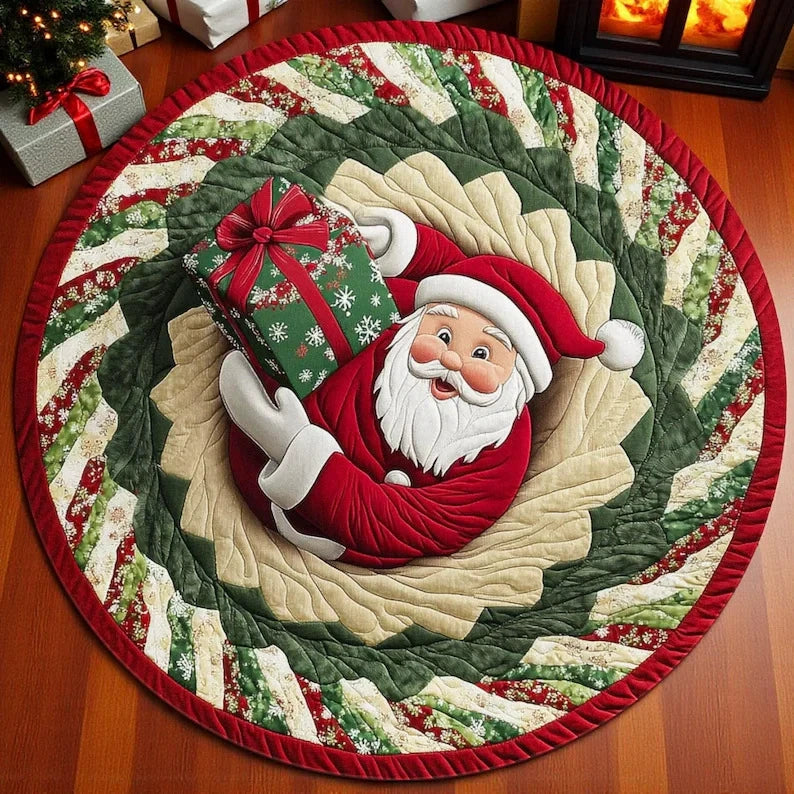 🌀 3D Illusion Christmas Rug 🎄 | Round, Non-Slip & Washable | Eye-Catching Home Decor ✨
