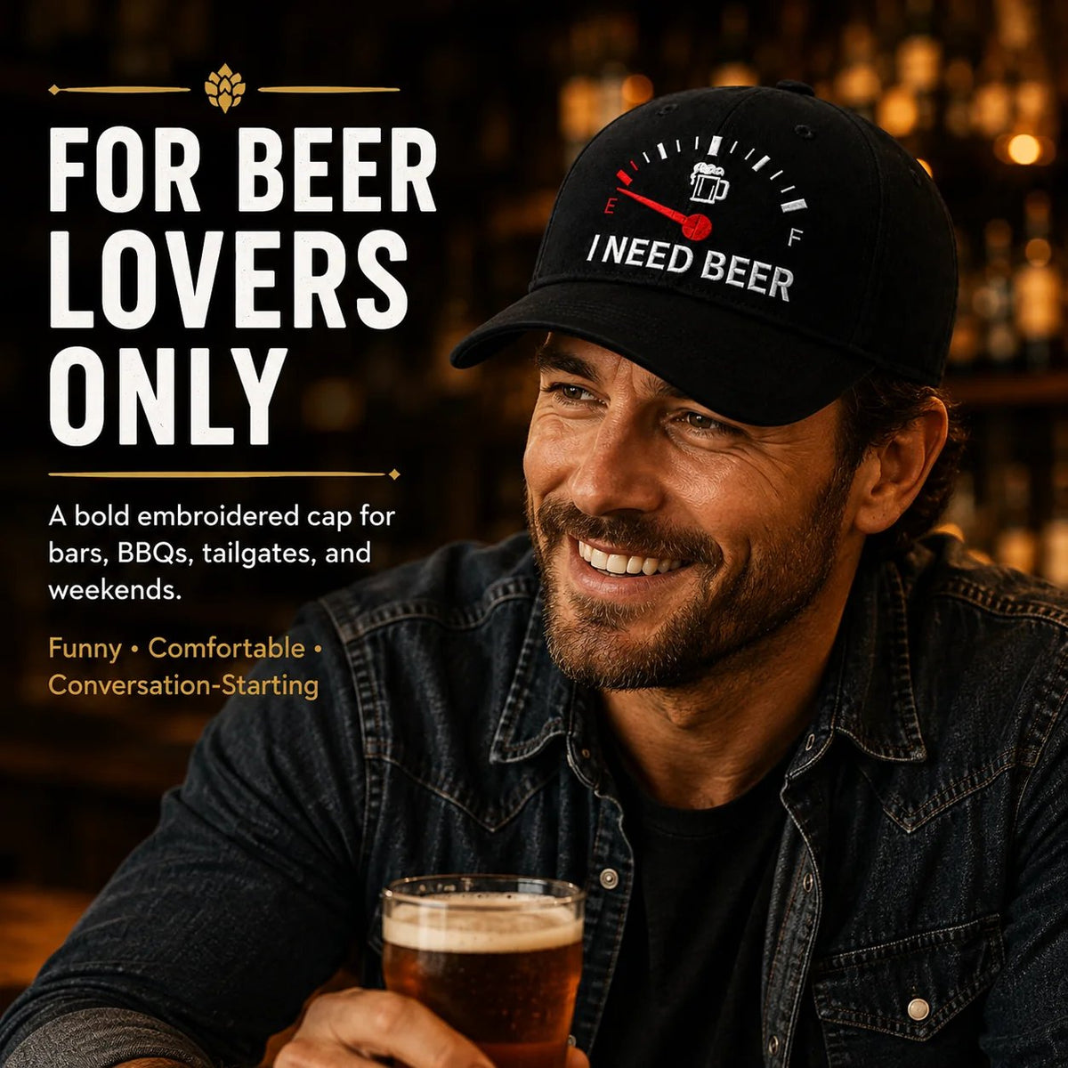 🔥LAST DAY 50% OFF - 🍺 ‘I NEED BEER’ Embroidered Baseball Cap – Unisex Novelty Cap 🧢
