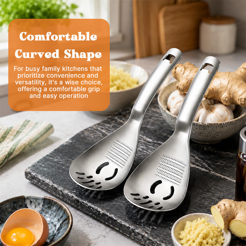 🥄 Multifunctional 304 Stainless Steel Strainer Spoon｜For Garlic, Ginger, Purees and Baby Food