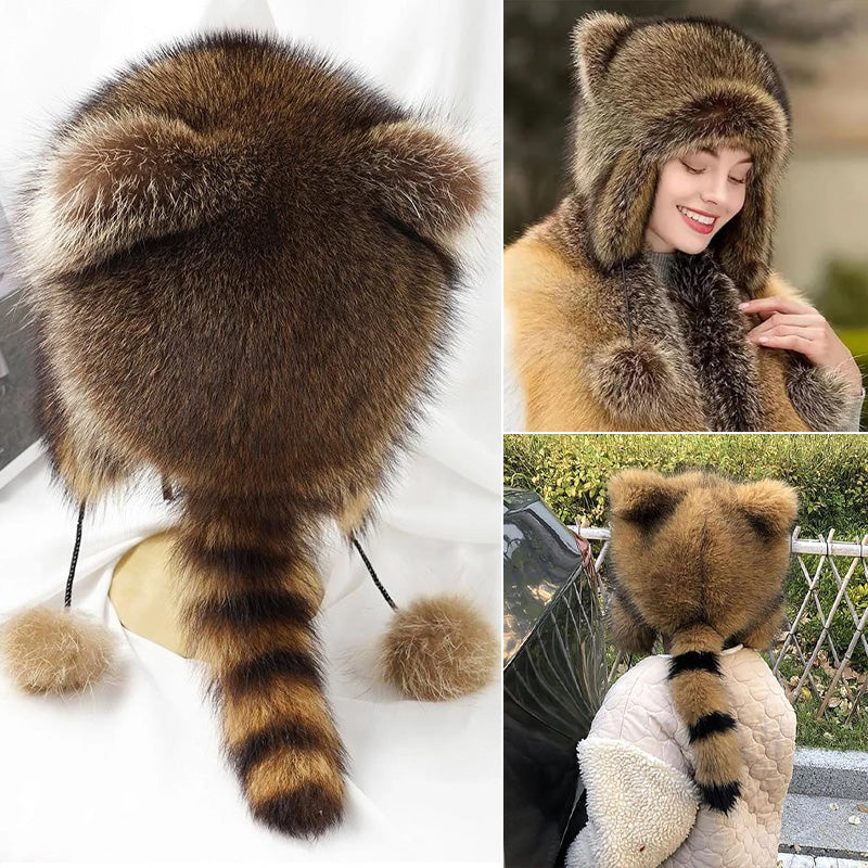 💥 50% OFF Black Friday! Luxurious Faux-Fur Hat (Raccoon-Tail Style) 🦌 | Winter & Outdoor