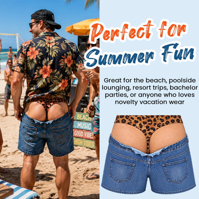 🩳 Fun cowboy‑style leopard print beach swim shorts