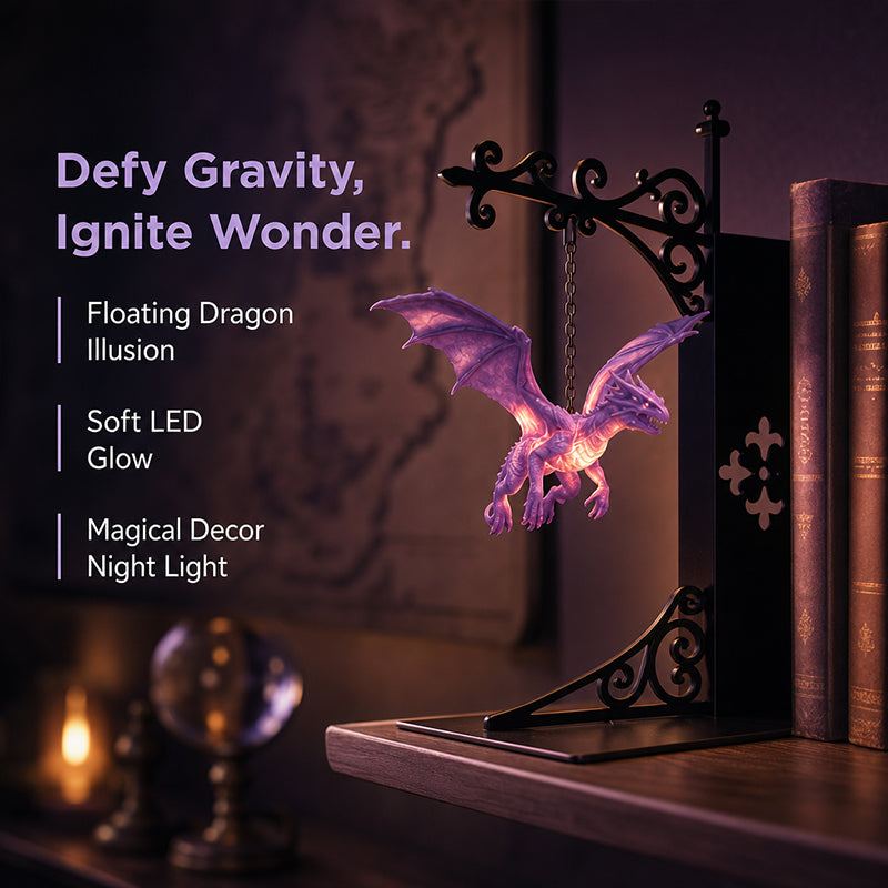 🐉 Dragon Bookshelf Lamp - Enchanting Floating Dragon Night Light