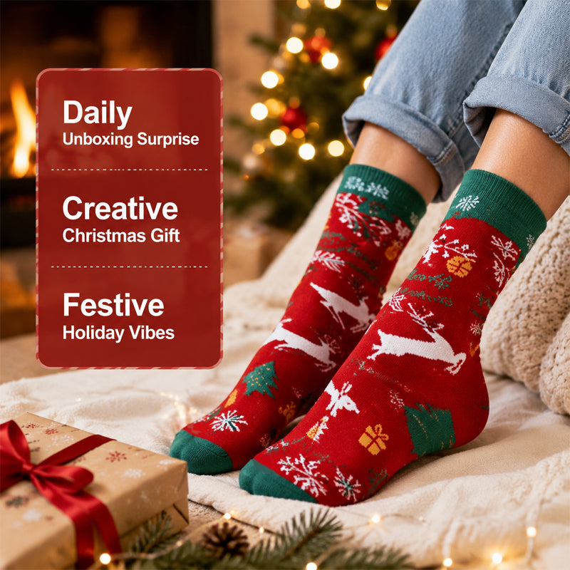 🎄 Christmas Advent Calendar Socks Gift Box | 24‑Slot Holiday Sock Advent Calendar