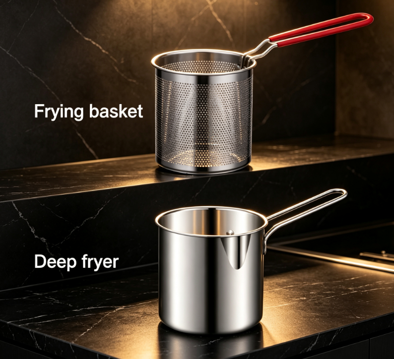 🍟 Mini Deep Fryer Pot Made of 304 Stainless Steel with Drain Basket