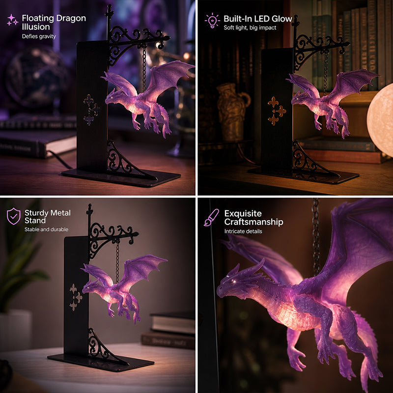 🐉 Dragon Bookshelf Lamp - Enchanting Floating Dragon Night Light