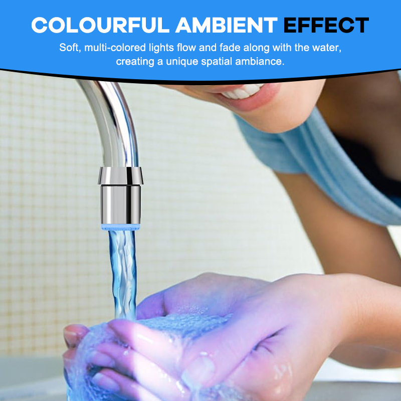 LED Faucet Attachment – Battery-Free ✨ Temperature Sensor & Color Changing Light for Bathroom & Kitchen