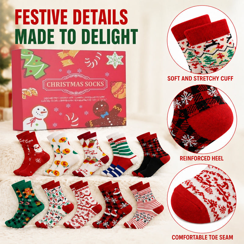 🎄 Christmas Advent Calendar Socks Gift Box | 24‑Slot Holiday Sock Advent Calendar