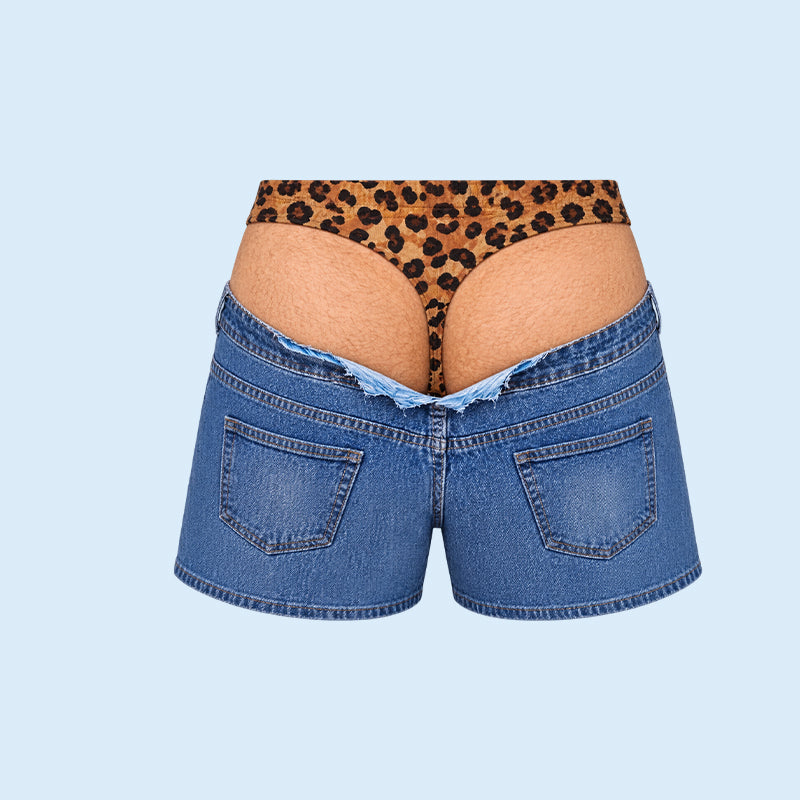 🩳 Fun cowboy‑style leopard print beach swim shorts