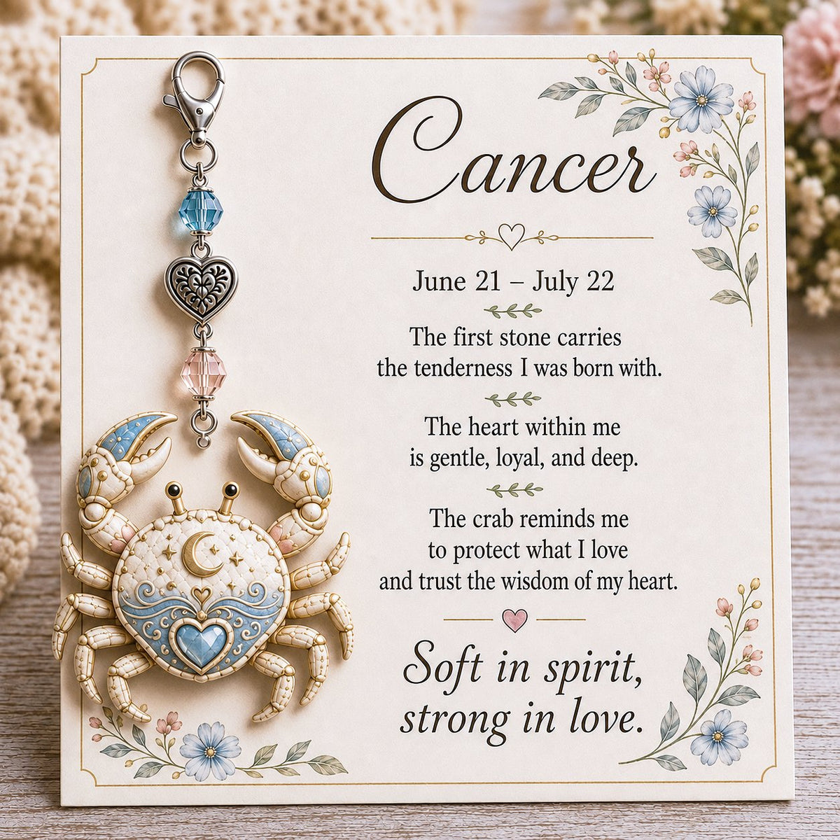 💫12 Zodiac Birthstone Charm Keepsake Card | Astrology Birthday Gift for Her
