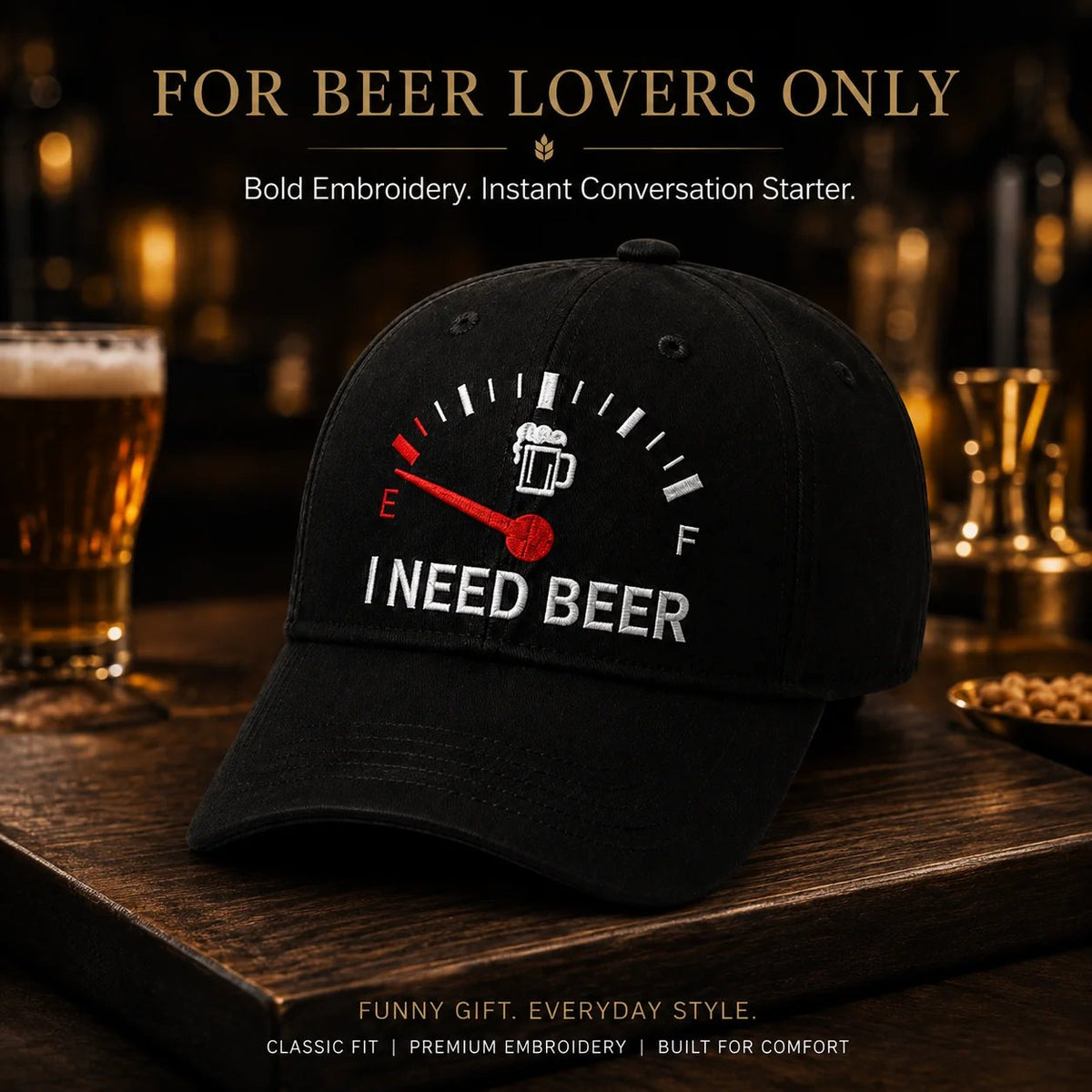 🔥LAST DAY 50% OFF - 🍺 ‘I NEED BEER’ Embroidered Baseball Cap – Unisex Novelty Cap 🧢